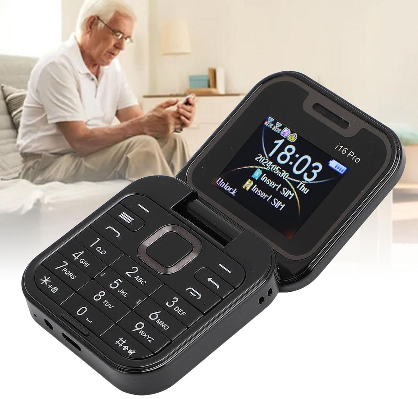 Teléfono plegable con doble pantalla  i16 Pro negro